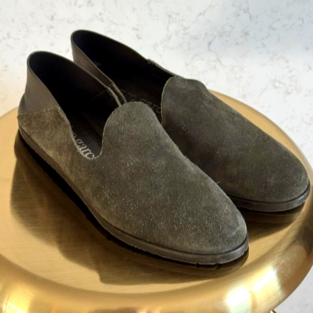 Pedro Garcia Olive Green  Suede Slip-On Loafers